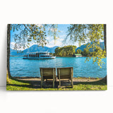 Black and white photograph of Bavarian landscape on large stretched canvas, ideal for kitchen wall art.