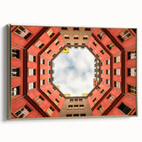 Framed canvas featuring a vintage poster art of Berlin landscape in black and gold tones, ideal for bedroom wall art.