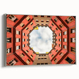 Framed canvas landscape art painting of Berlin with a vintage poster style.