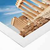 Art deco poster of Athens skyline in muted earth tones on rolled canvas, suitable for dining room decor.