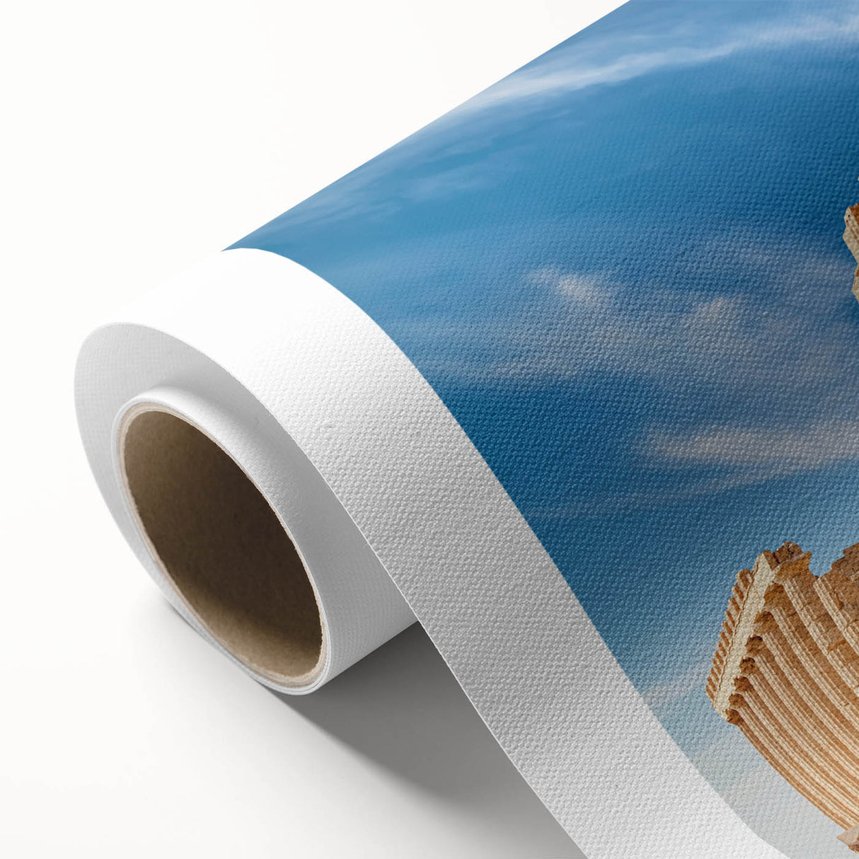 Art deco poster depicting Athens scenery in muted earth tones on rolled canvas, suitable for nursery wall art.