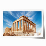 Extra large rolled print featuring a scenic Athens landscape in muted earth tones, ideal for dining room wall art.