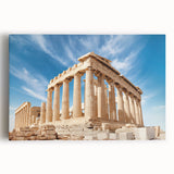 Black and white photograph of Athens scenery on stretched canvas, ideal for kitchen wall art or bedroom ambiance.
