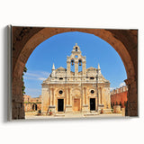 Framed canvas landscape art painting depicting a colorful Crete, Greece scenery, ideal for living room decor.