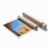 Extra large rolled print of Crete, Greece, featuring pastel-shaded floral scenery, ideal for classy bathroom wall art.