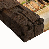 Large art of a black and white landscape painting of Crete, Greece on stretched canvas, ideal for bedroom decor.