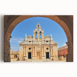 Black and white stretched canvas of Crete landscape, ideal for kitchen wall art or bedroom ambiance.