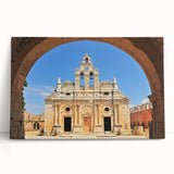 Black and white photograph of Crete, Greece, printed on large stretched canvas, ideal for kitchen wall art.