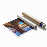 Extra large rolled print of a scenic Rhodes landscape in soft pastel shades, ideal for classy bathroom wall art.