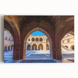 Black and white photo of Rhodes, Greece on stretched canvas, ideal for kitchen wall art or bedroom decor.