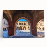 Black and white photo of Rhodes scenery on large stretched canvas, ideal for kitchen wall art.