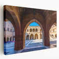 Side view of a stretched canvas depicting a scenic European landscape in Rhodes, Greece, ideal for kitchen wall art.