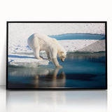 Large abstract wall art featuring Greenland scenery in muted green and blue tones on a black framed acrylic.