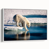 Vintage poster art of a scenic Greenland landscape in vibrant colors on a framed canvas, ideal for living room decor.