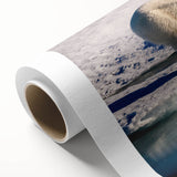 Art Deco poster of a serene Greenland landscape on rolled canvas, with muted green and blue tones.