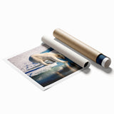 Extra large rolled print of a Greenland landscape with vibrant green tones, ideal for classy bathroom wall art.