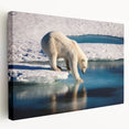 Large stretched canvas featuring a serene Greenland landscape in muted green and blue tones, ideal for kitchen wall art.