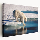 Large stretched canvas featuring a serene Greenland landscape in muted green and blue tones, ideal for kitchen wall art.