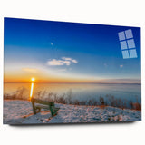 Large abstract wall art of a European scenery in muted colors on acrylic glass, ideal for bedroom or dining room decor.