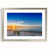 Extra large abstract art print of a textured European scenery in a silver frame, ideal for living room decor.