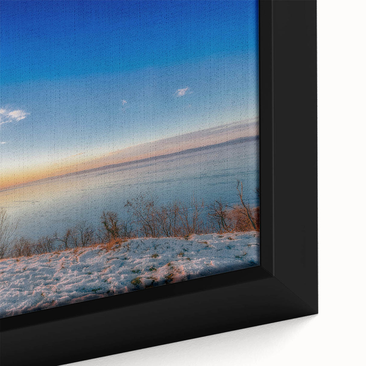 Extra large black canvas wall art featuring a textured, colorful abstract of a European scene, ideal for living room decor.