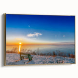 Framed canvas featuring a vintage-style landscape of a Hungarian scenery in muted gold and black tones.