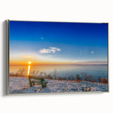 Framed canvas of a vintage-style landscape painting depicting a colorful Hungarian scenery.