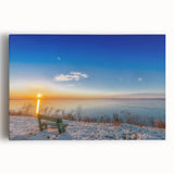 Black and white stretched canvas featuring a panoramic view of a European cityscape, ideal for kitchen wall art.