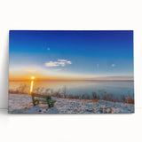 Black and white photo of a European cityscape on large stretched canvas, ideal for kitchen wall art.