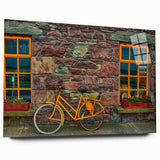 Acrylic print of an abstract Irish landscape in muted greens and blues, suitable for bedroom or dining room art.