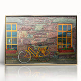 Acrylic print of a serene Irish landscape in muted green and gold tones, framed in gold, suitable for modern art wall decor.