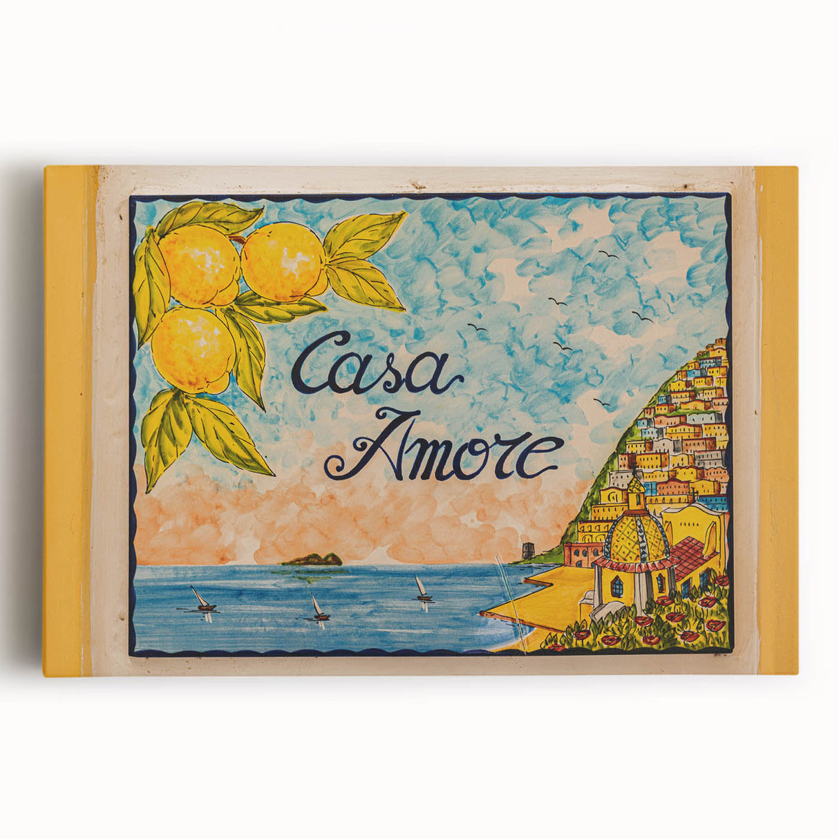 Black and white stretched canvas of Amalfi Coast scenery, ideal for kitchen wall art or bedroom ambiance.