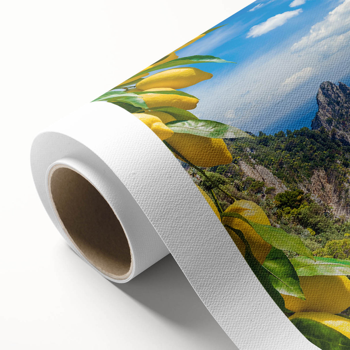 Art Deco style poster of Capri, Italy, featuring vibrant blue and pastel hues on rolled canvas, ideal for nursery wall art.