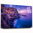 Acrylic print of Cinque Terre with vivid coastal colors, ideal for dining room art.
