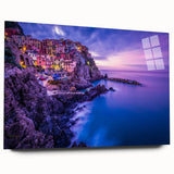 Acrylic print of Cinque Terre with vivid coastal colors, ideal for bedroom or dining room decor.
