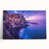 Black and white stretched canvas of Cinque Terre scenery, ideal for kitchen wall art.