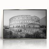 Framed acrylic print of the Colosseum in muted earth tones, ideal for modern art wall decor.