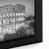 Black wall art featuring a textured close-up of the Colosseum in vibrant colors, ideal for living room decor.