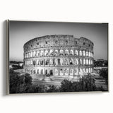 Framed canvas of the Colosseum in Rome with muted earth tones, ideal for adding a vintage touch to any room.