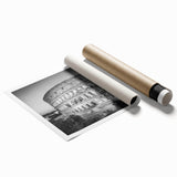Extra large rolled print of the Colosseum in Italy, featuring muted earth tones, ideal for classy bathroom wall art.