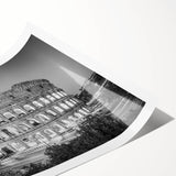 Extra large rolled print of the Colosseum with line art flowers in muted earth tones, ideal for large living room wall art.