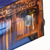 Large abstract depiction of Florence skyline in muted earth tones on acrylic glass.