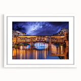 Textured abstract art print of Florence scenery in muted earth tones, framed with a white mat, ideal for bedroom wall decor.