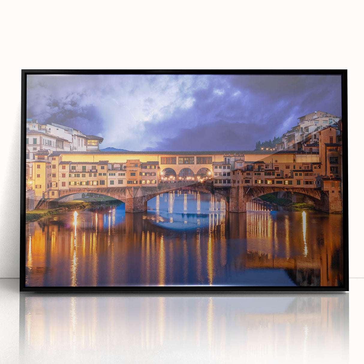 Large abstract wall art depicting the Florence skyline in muted black and white tones, framed in acrylic.