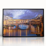 Large abstract wall art depicting the Florence skyline in muted black and white tones, framed in acrylic.