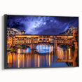 Black and white framed canvas of Florence landscape, ideal for bedroom wall art in vintage poster style.
