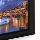 Black framed canvas featuring a textured depiction of Florence with vibrant, colorful art accents.