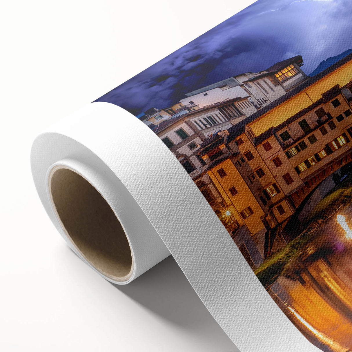 Art deco poster of Florence scenery in pastel shades on rolled canvas, ideal for nursery wall art or dining room decor.