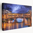 Panoramic view of Florence skyline on stretched canvas, featuring muted earth tones, ideal for kitchen wall art.