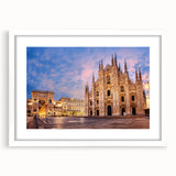 Textured abstract art print of Milan scenery in muted earth tones on a white framed mat, ideal for bedroom art.